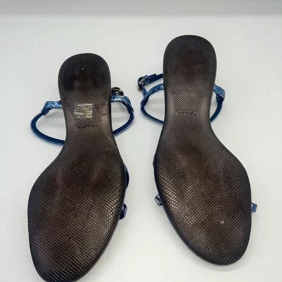 Prada Blue Metallic Sandals Size 7.5 - Picture 5 of 10